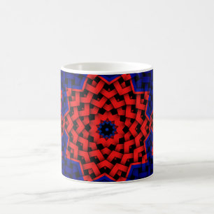 Caneca De Café Café Chá Estrela Círculo Padrão Geométrico Vermelh