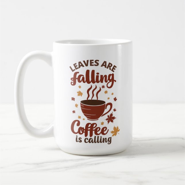 Caneca De Café Café Chamando Folhas de Outono (Esquerda)