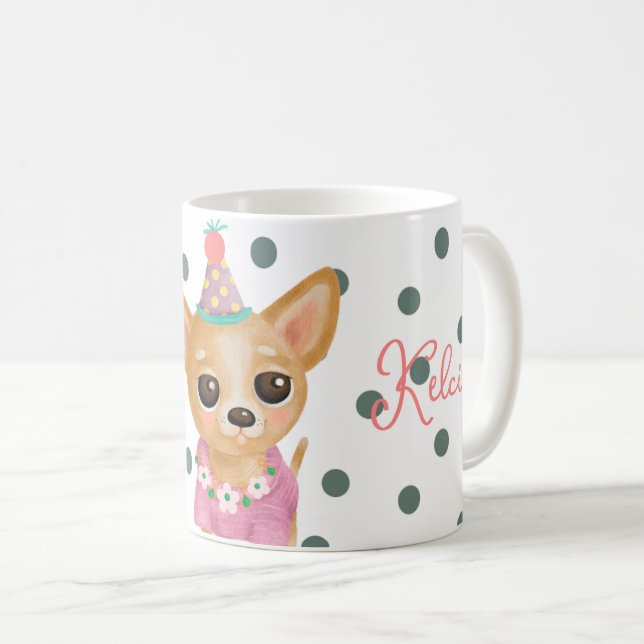 Caneca De Café Café Chihuahua bonito/chocolate quente Mug (Frente Esquerda)