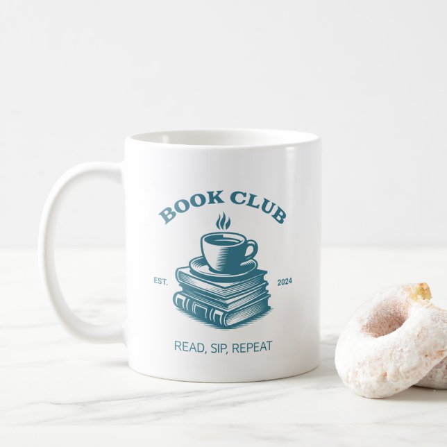 Caneca De Café Café Clube de Livro e Livros Repetir Sip (Com Donut)