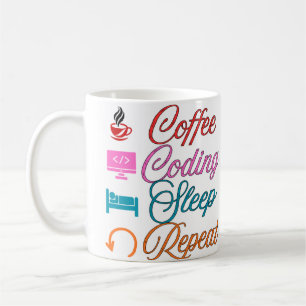 Caneca De Café Café Codificação Sono Repetir - Programador 
