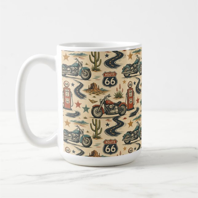 Caneca De Café Café com estilo retrô da Rota 66 em moto (Esquerda)