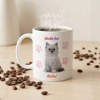 Caneca De Café Café com Foto de Gato do Melhor Pai do Mundo