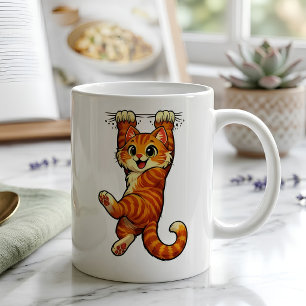 Caneca De Café Café com Gato Laranja Fofo