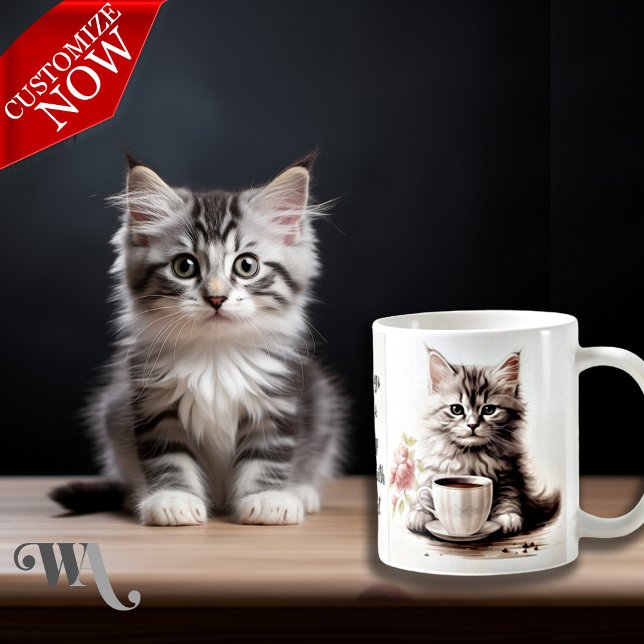 Caneca De Café Café com meu gato (Easy to Personalize)