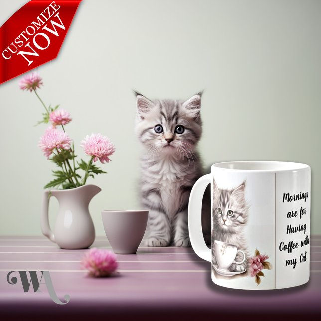 Caneca De Café Café com meu gato (Easy to customize text)