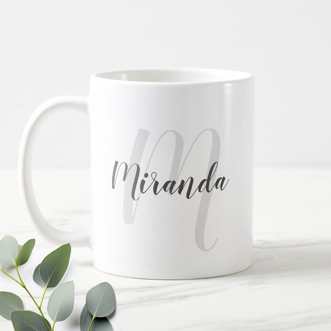 Caneca De Café Café com Monograma e Nome Personalizados em Roteir (Criador carregado)