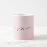 Café com Nome Monograma Rosa Bege Elegante