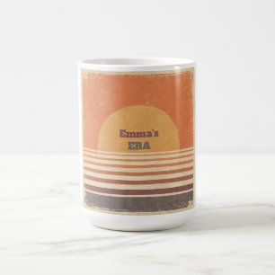 Caneca De Café Café com Nome Personalizado Listras do Sunset Retr