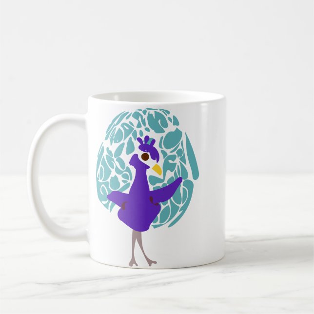 Caneca De Café Café com padrão de folha abstrata de pavão roxo fo (Esquerda)