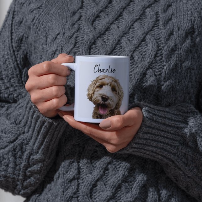 Caneca De Café Café com Retrato Personalizado do Cachorro e Nome  (Criador carregado)