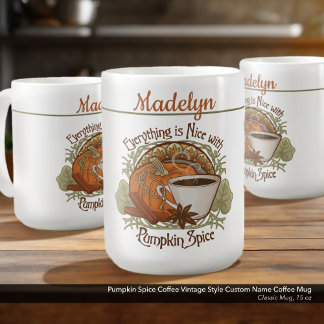 Caneca De Café Café com Tempero de Abóbora Estilo Vintage Nome Pe