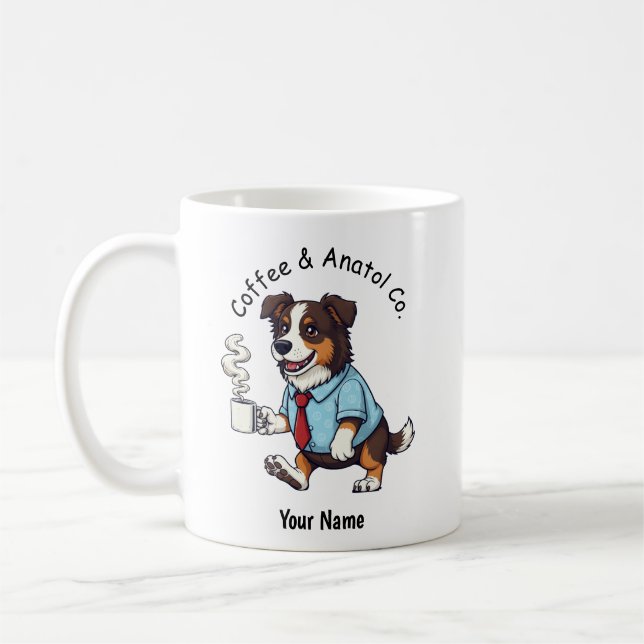 Caneca De Café Café com Terno de Negócios de Cachorro Pastor Aust (Esquerda)