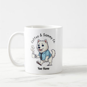 Caneca De Café Café com Terno de Negócios de Cachorro Samoyed Eng