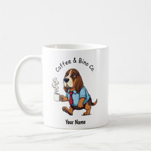 Caneca De Café Café com Terno de Negócios Engraçado do Basset Hou