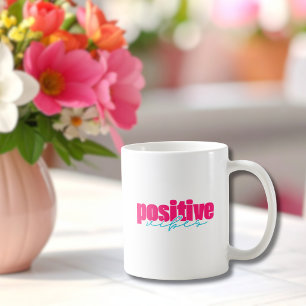 Caneca De Café Café Cor-de-Rosa e Turquesa Vibrações Positivas