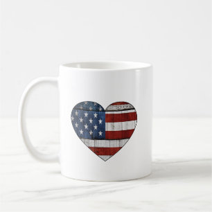 Caneca De Café Café Cup: USA Flag Heart