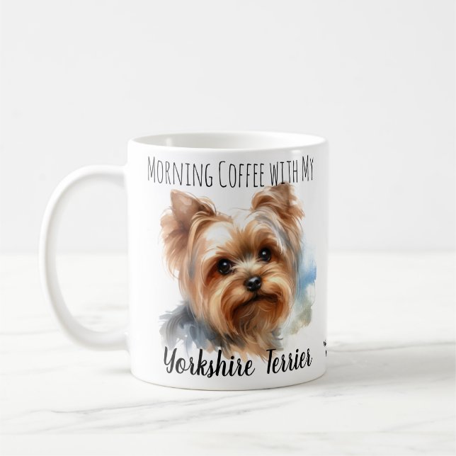 Caneca De Café Café da Manhã com Yorkshire Terrier Cute Mug (Esquerda)