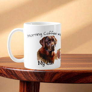 Caneca De Café Café da Manhã Escuro Fofo com Meu Labrador
