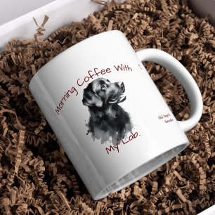 Caneca De Café Café da Manhã Labrador Preto/PERSONALIZAR