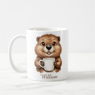 Caneca De Café Café da Manhã Personalizado de Esquilo de Madeira