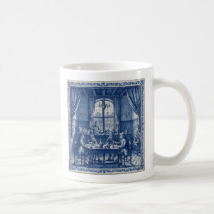 Caneca De Café Café de Azulejos Delft Azul e Branco Estilo Antigo