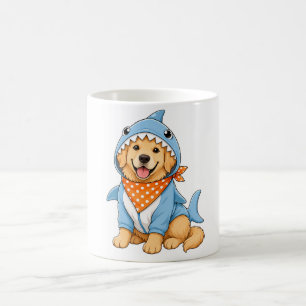 Caneca De Café Café de cerâmica com fantasia de tubarão de retrie