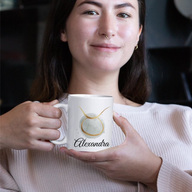 Caneca De Café Café de Design Zodiac Personalizável de Aquarela T (Criador carregado)