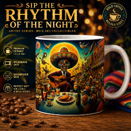 Caneca De Café Café de Guitarrista Esqueleto de Festa Surrealista