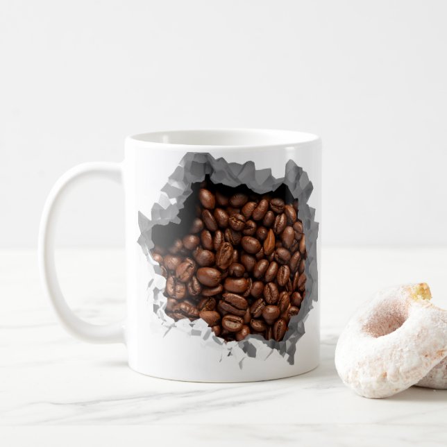 Caneca De Café Café De Parede Quebrado Bean Espresso Caffeine Mug (Com Donut)