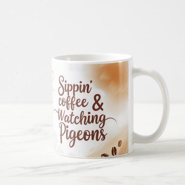 Caneca De Café Café De Sippin & Assistindo Pigeons Mug (Direita)