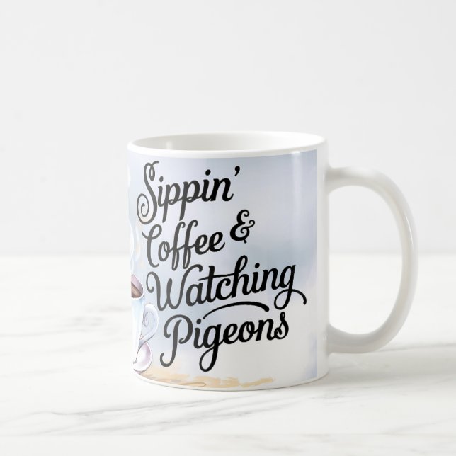 Caneca De Café Café De Sippin & Assistindo Pigeons Mug (Direita)