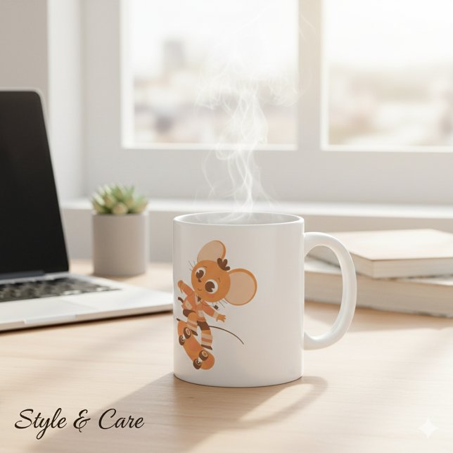 Caneca De Café Café de Skateboard para Mouse - Negrito e Reproduç (Skateboarding Mouse Coffee Mug - Bold & Playful)