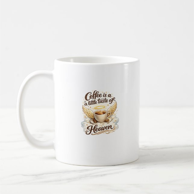 Caneca De Café Café do Céu Design de Citação de Café Angelical (Esquerda)