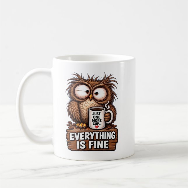 Caneca De Café Café do Coruja Cansado Engraçado (Esquerda)