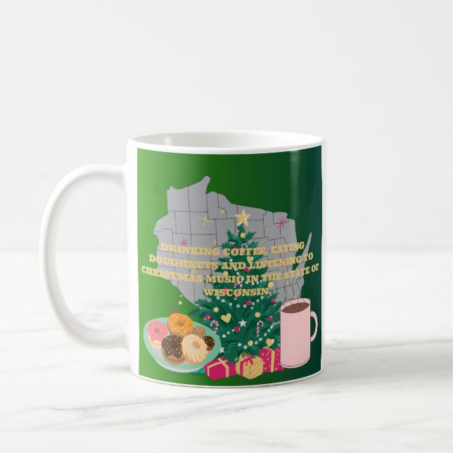 Caneca De Café Café, Donuts e Música de Natal em Wisconsin  (Esquerda)