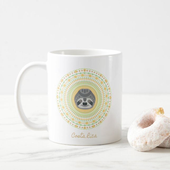 Caneca De Café Café Dourado da preguiça da mandala de Costa Rica (Com Donut)