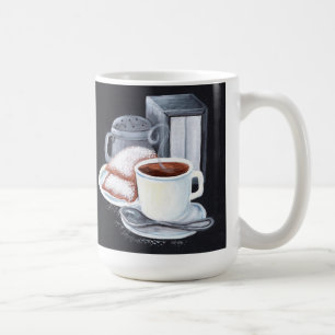 Caneca De Café Café du Monde na caneca branca preta