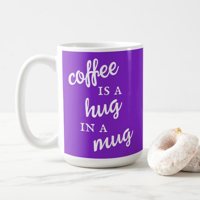 Caneca De Café Café é abraço numa caneca roxa (Com Donut)