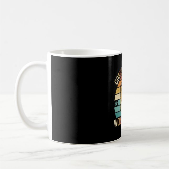 Caneca De Café Café e Cães Pug Retro Amante (Esquerda)