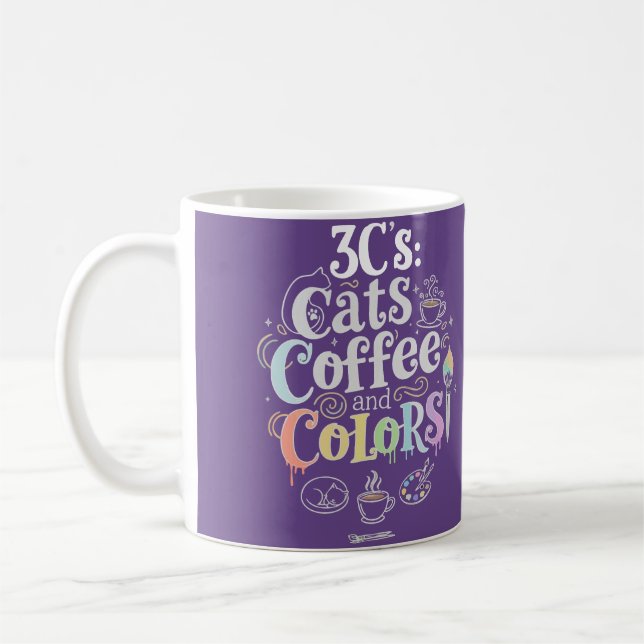 Caneca De Café Café e Cores dos Gatos (Esquerda)