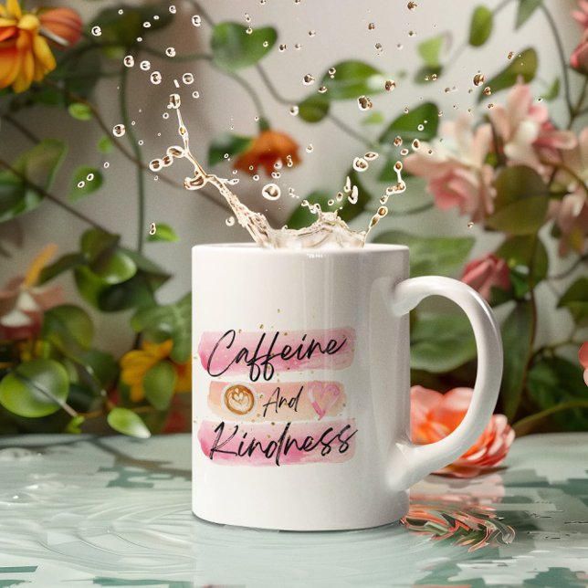 Caneca De Café Café e Gentileza Arte de Café Rosa (Criador carregado)