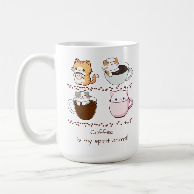Caneca De Café café é meu animal espiritual com gato engraçado (Esquerda)