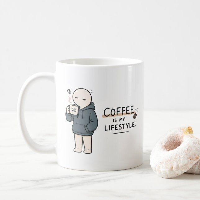 Caneca De Café Café É Meu Estilo de Vida Piada de Café Meme (Com Donut)