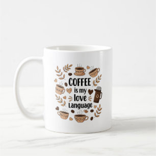 Caneca De Café Café É Minha Linguagem do Amor Fofo Retro Aconcheg