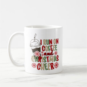 Caneca De Café Café e Natal Cheer Retro Groovy Natal