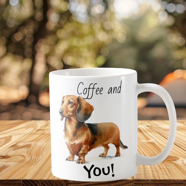 Caneca De Café Café e você! Dachshund Cute (Popular design)