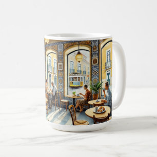 Caneca De Café Café em Lisboa Yellow Tram Watercolor