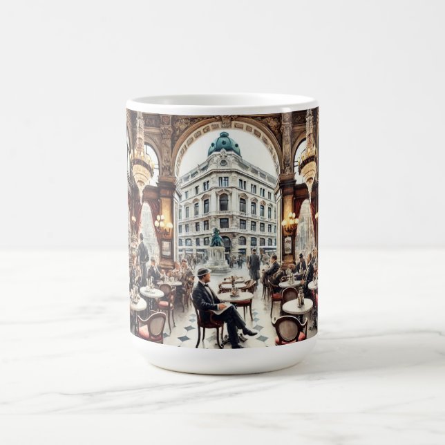 Caneca De Café Café em Viena, Áustria — Pintura de Aquarela (Centro)