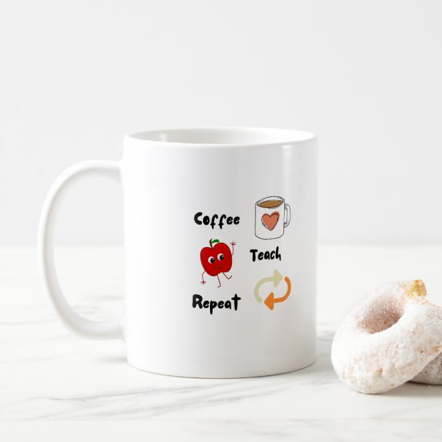 Caneca De Café Café, Ensino, Repetir em um (Com Donut)
